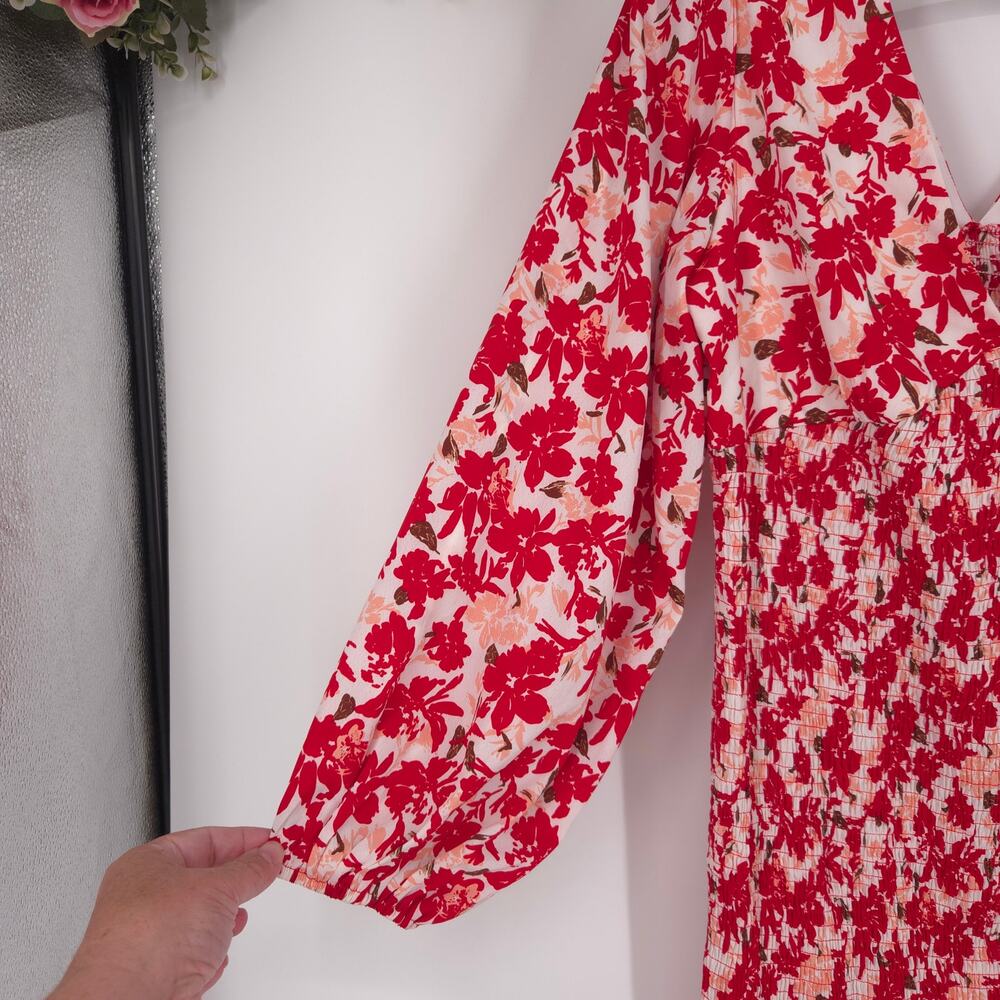 Cupshe Island Sun Floral Print Smocked Ruffled Midi Dress Size Large NWT - Picture 7 of 12